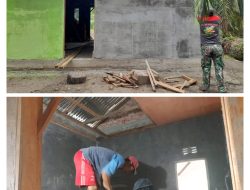 Rehabilitasi Rumah Bapak Slamet Capai Tahap Akhir, Satgas TMMD ke-125 Kodim 0321/Rohil Berikan Sentuhan Warna Hijau TNI